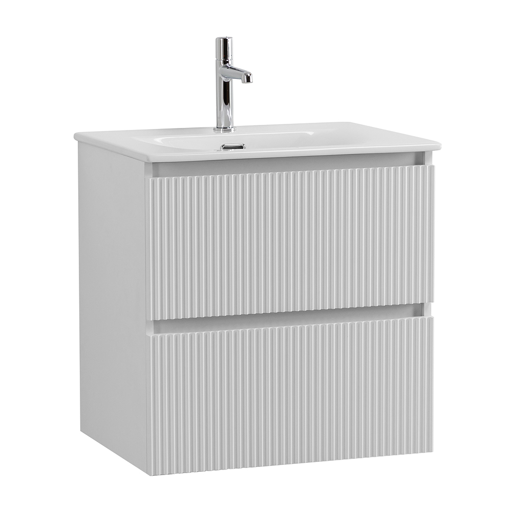 Тумба с раковиной подвесная BelBagno UNO-MINI-500-2C-SO-BO Bianco Opaco, раковина белая BB-8099-3-50