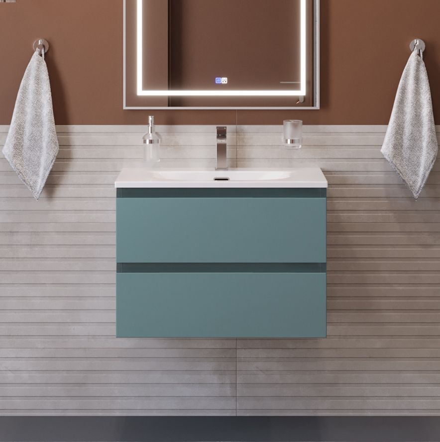 купить Тумба с раковиной подвесная BelBagno KRAFT-600-2C-SO-AO Голубой матовый, раковина белая BB-8099-60 