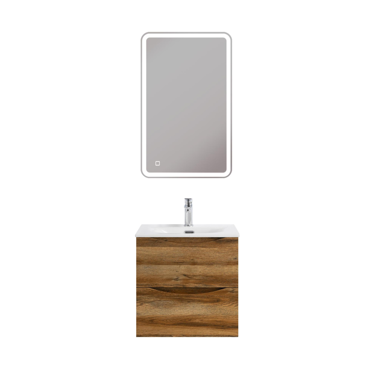 Тумба с раковиной подвесная BelBagno MARINO-CER-MINI-500-2C-SO-RR-P Rovere Rustico, раковина белая BB-8099-3-50