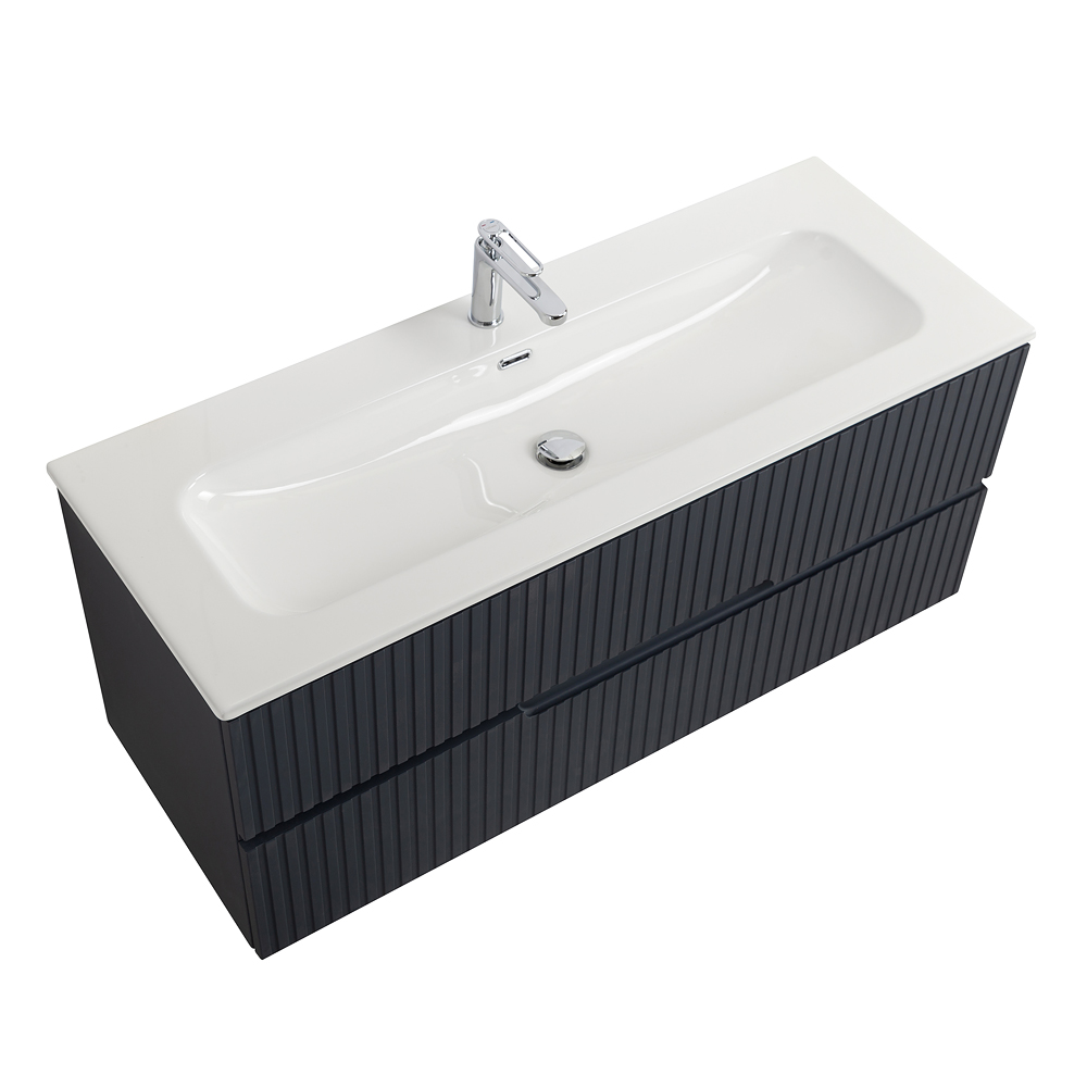 Тумба подвесная CEZARES DUET-N-1200-2C-SO-GR-P с раковиной CZR-8073-120, графит 