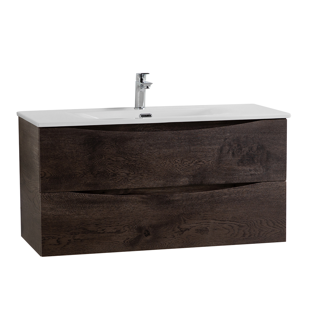 Тумба с раковиной подвесная BelBagno MARINO-CER-MINI-1000-2C-SO-RNG-P Rovere Nature Grigio, раковина белая BB-8099-3-100