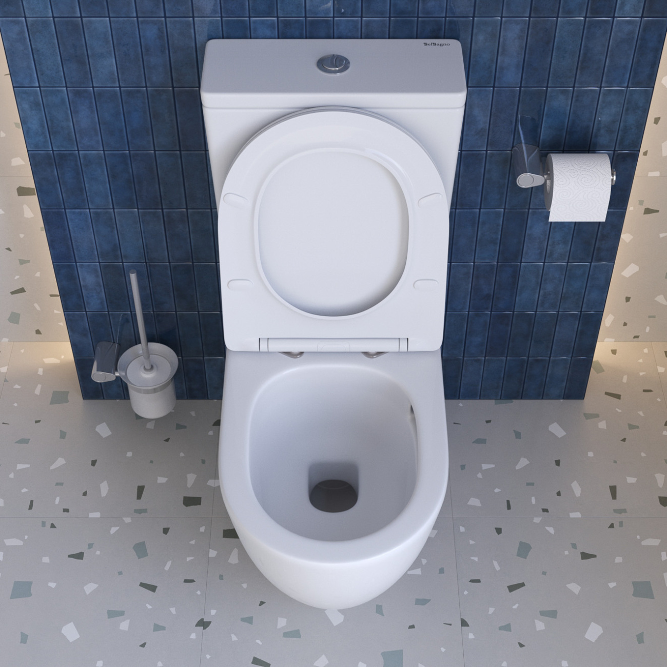 Унитаз-компакт безободковый с сиденьем и смывом TORNADO BelBagno SFERA-TOR BB2141CP-TOR/SC+BB2141T