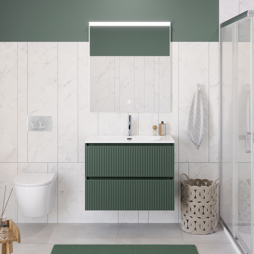 Тумба с раковиной подвесная BelBagno UNO-800-2C-SO-VO Еловый матовый, раковина белая BB-8099-80