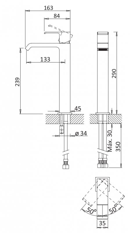Cмеситель для раковины CEZARES PORTA-LC-01-W0