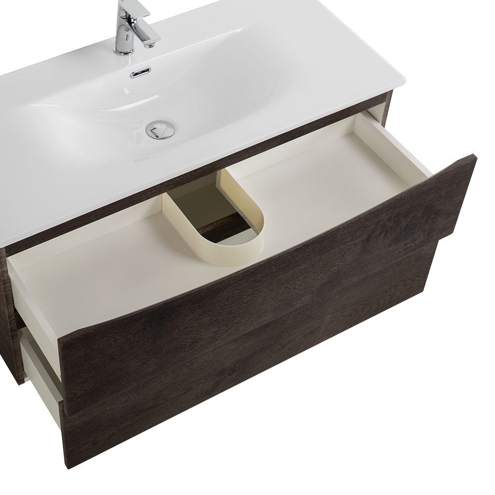 Тумба с раковиной подвесная BelBagno MARINO-CER-N-1000-2C-SO-RNG-P Rovere Nature Grigio, раковина белая BB-8099-100