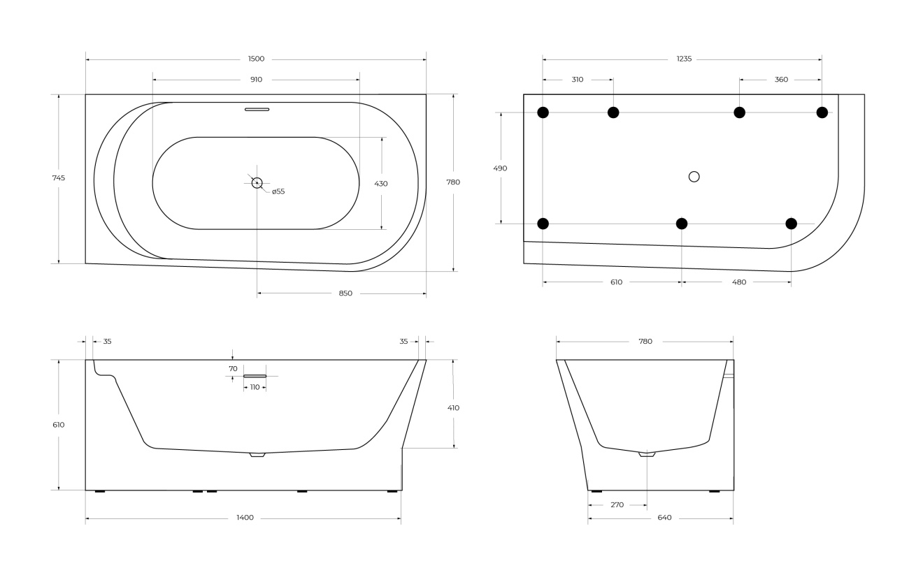 Ванна акриловая BelBagno BB410-1500-780-L