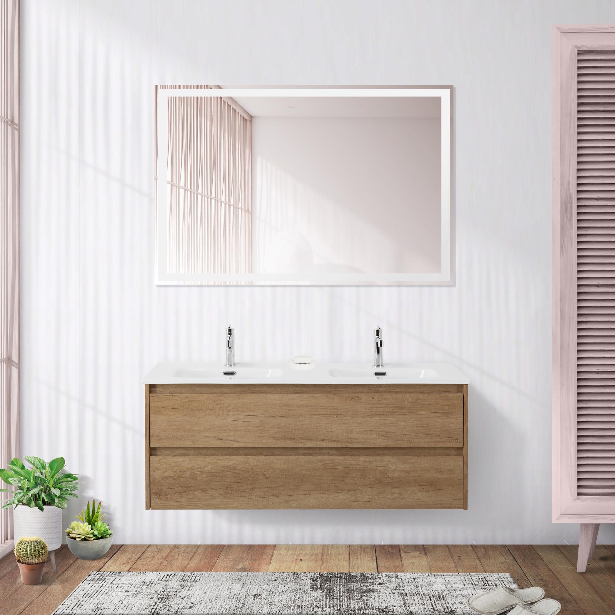 Тумба BelBagno KRAFT-1200-2C-SO-2-RNN с 2-й раковиной BelBagno BB1200-2-ETL, Rovere Nebrasca Nature