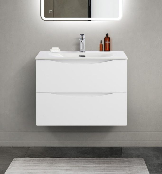 Тумба с раковиной подвесная BelBagno MARINO-CER-MINI-700-2C-SO-BL-P Bianco Lucido, раковина белая BB-8099-3-70