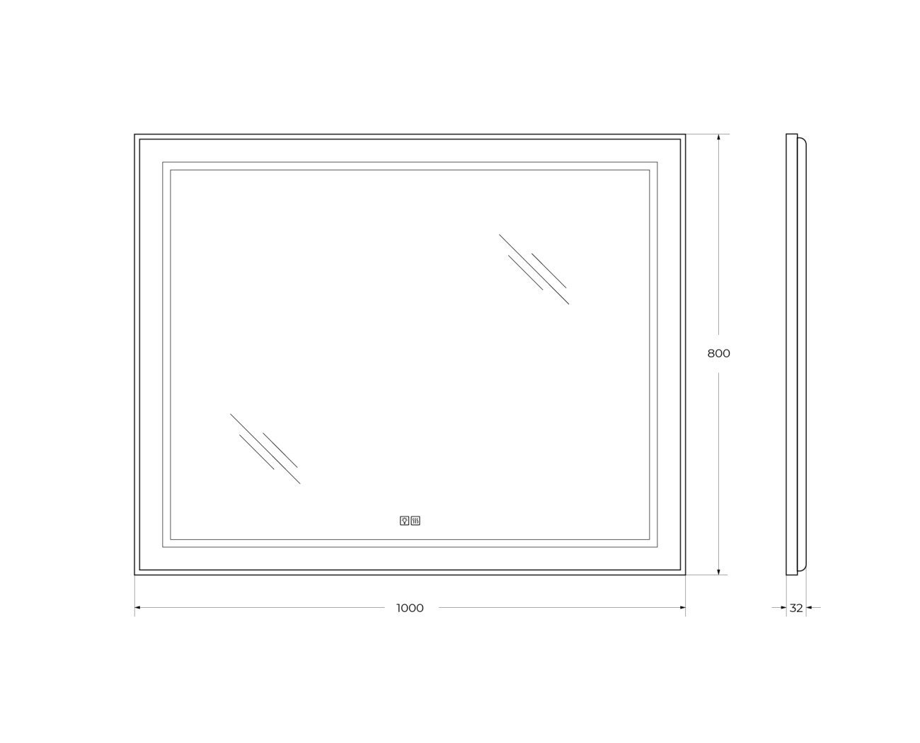 Зеркало BelBagno SPC-KRAFT-1000-800-LED-TCH-WARM-NERO