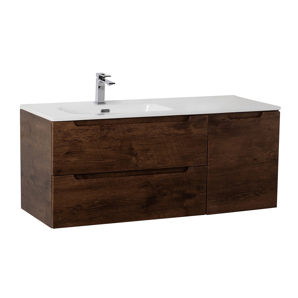 Подвесная тумба с раковиной BelBagno ETNA 120 Rovere Moro левая, ETNA-1200-2C-1A-SO-RW-L + BB1200ETL-L