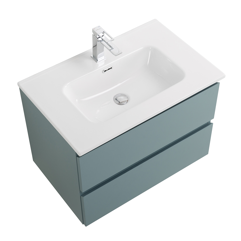Тумба с раковиной подвесная BelBagno KRAFT-600-2C-SO-AO Голубой матовый, раковина белая BB600ETL