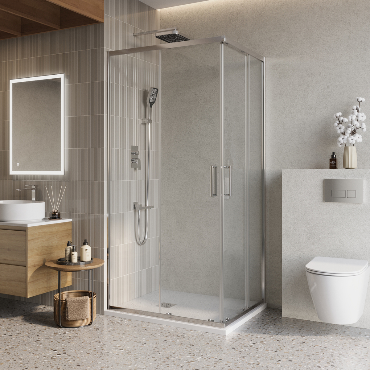 купить Душевой уголок BelBagno LUCE-AH-2-100/80-C-Cr 