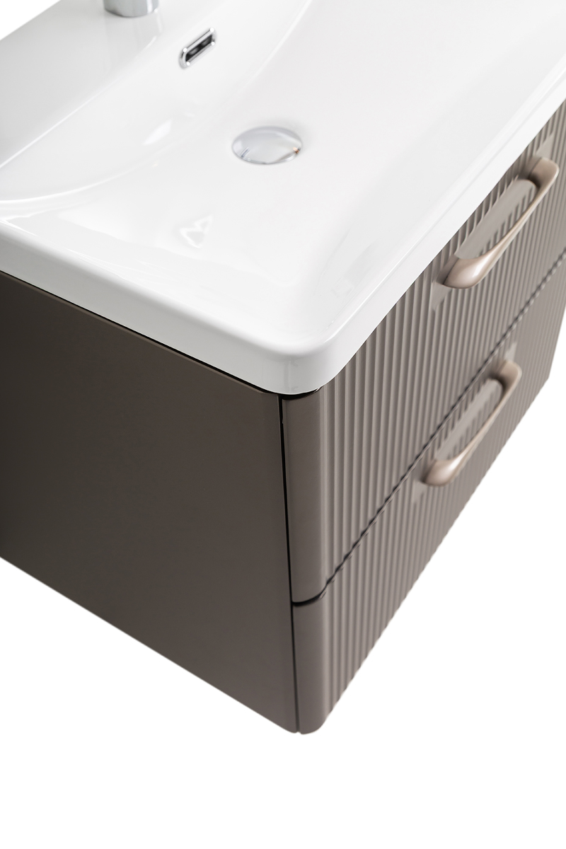 Подвесная тумба с раковиной Belbagno DUE 60 см Оружейная сталь DUE-600-2C-SO-GM-P + BB-8076-3-60