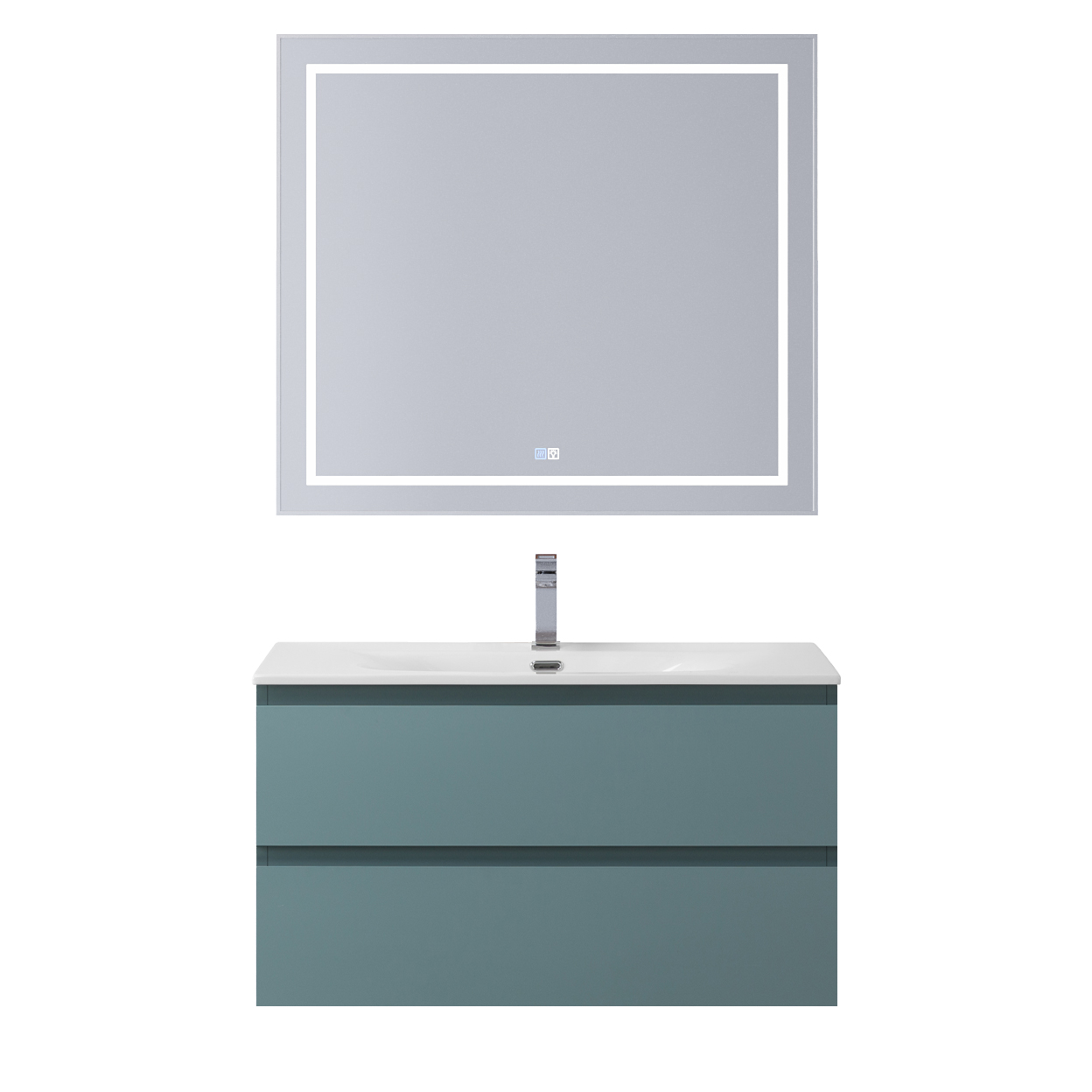 Тумба с раковиной подвесная BelBagno KRAFT-800-2C-SO-AO Голубой матовый, раковина белая BB-8099-80