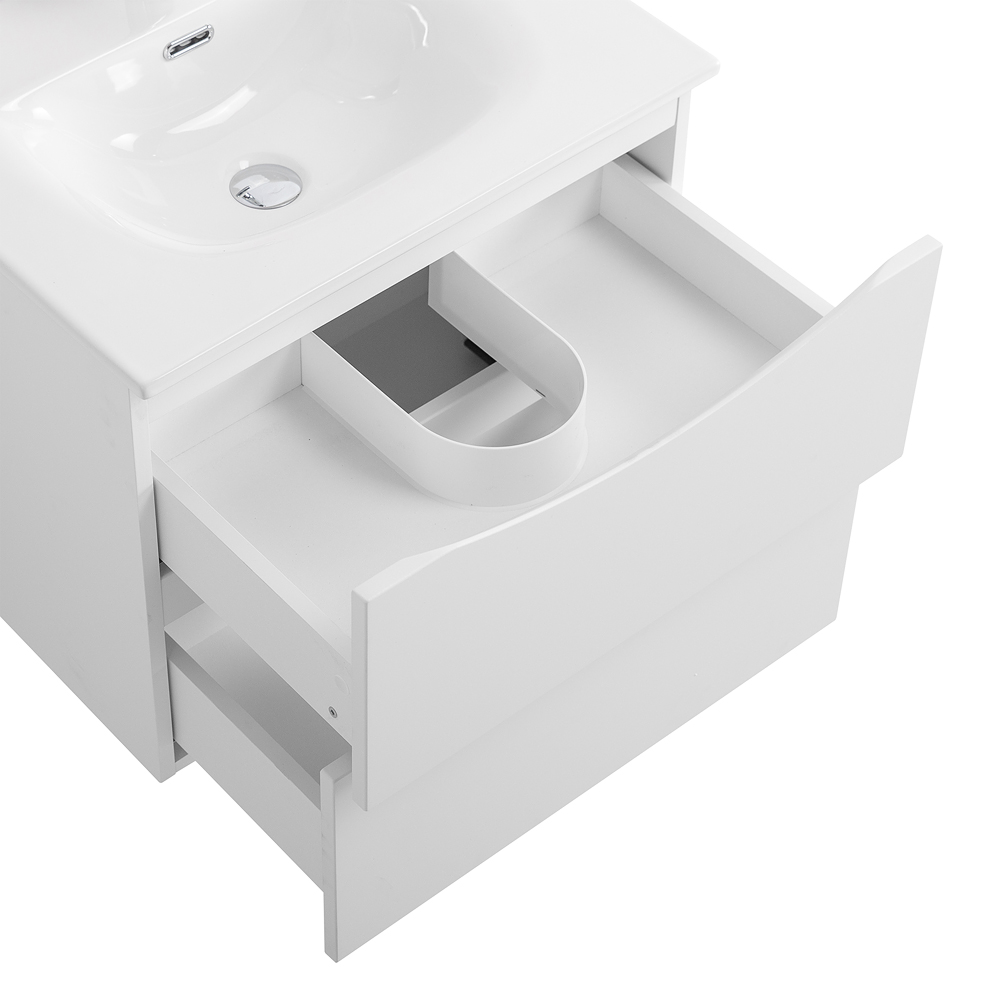 Тумба с раковиной подвесная BelBagno MARINO-CER-N-600-2C-SO-BL-P Bianco Lucido, раковина белая BB-8099-60