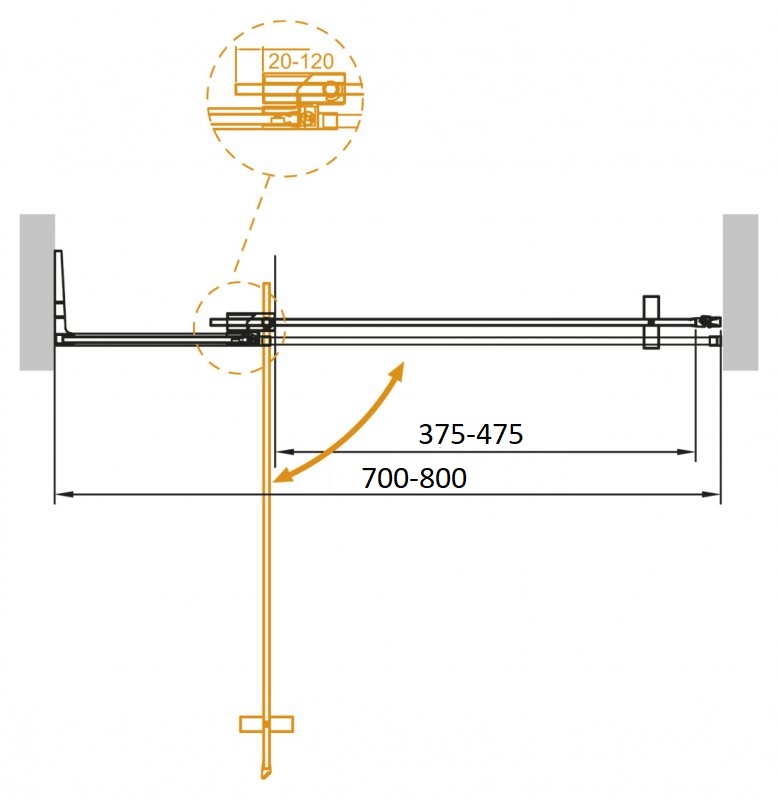 Душевая дверь в нишу CEZARES SLIDER-B-1-70/80-C-BORO