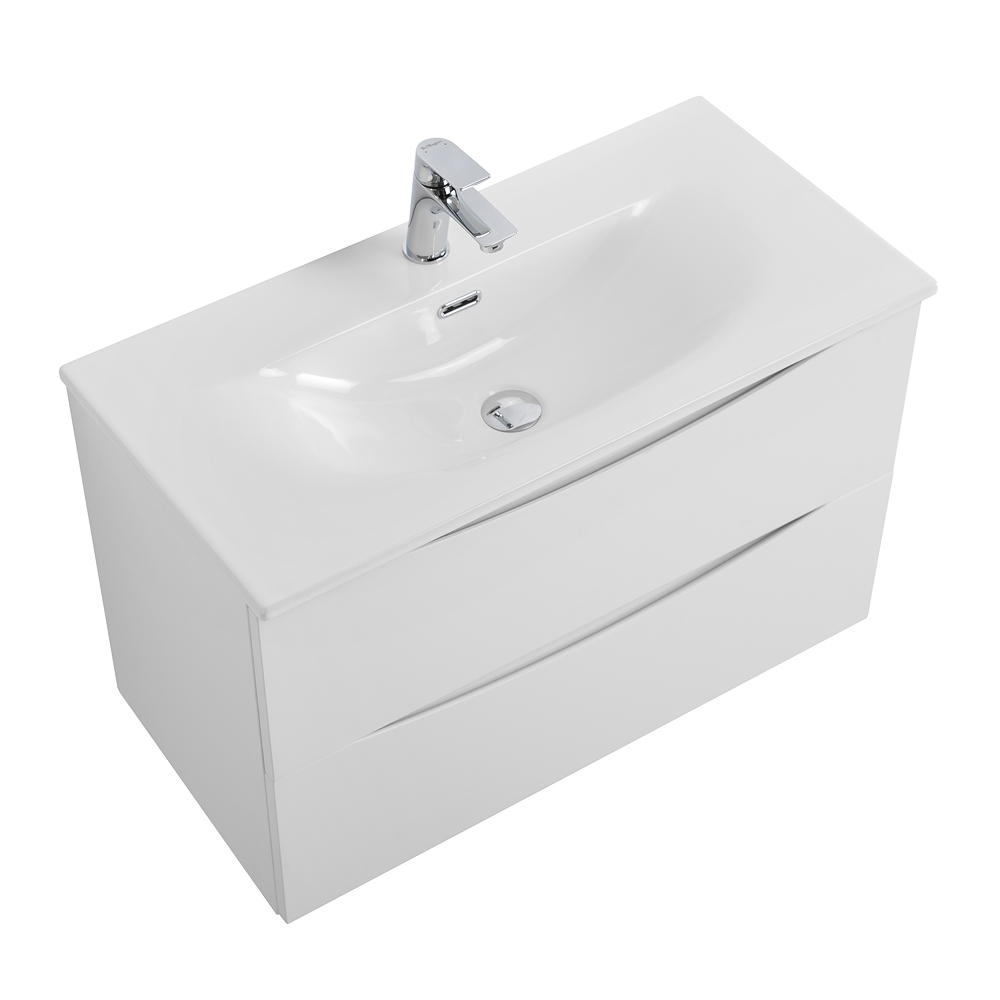 Тумба с раковиной подвесная BelBagno MARINO-CER-MINI-800-2C-SO-BO-P Bianco Opaco, раковина белая BB-8099-3-80