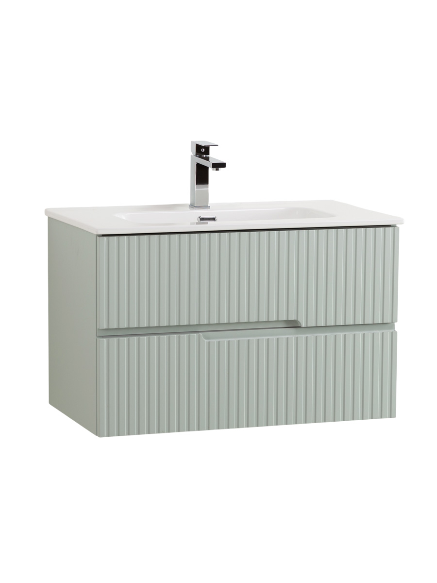 Тумба подвесная CEZARES DUET-N-800-2C-SO-VPR-P с раковиной CZR-8095-80, зеленый жемчужный