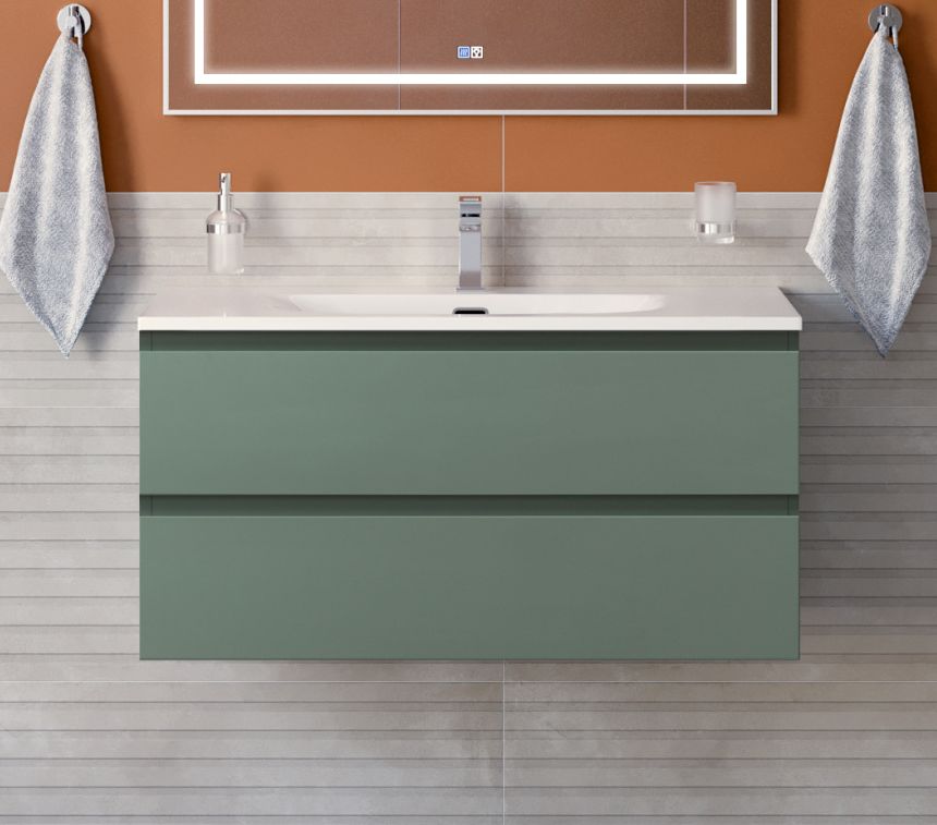 купить Тумба с раковиной подвесная BelBagno KRAFT-1000-2C-SO-VO Еловый матовый, раковина белая BB-8099-100 