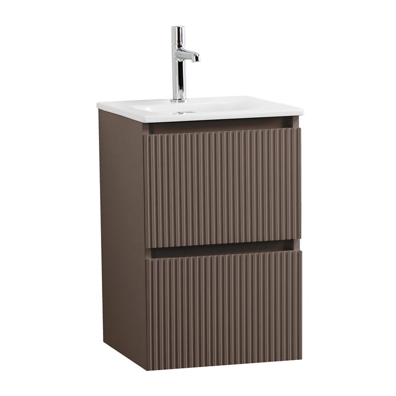 Тумба с раковиной подвесная BelBagno UNO-MINI-400-2C-SO-CO Бежевый матовый, раковина белая BB-8099-3-40