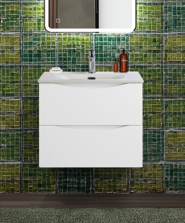 купить Тумба с раковиной подвесная BelBagno MARINO-CER-N-600-2C-SO-BL-P Bianco Lucido, раковина белая BB-8099-60 