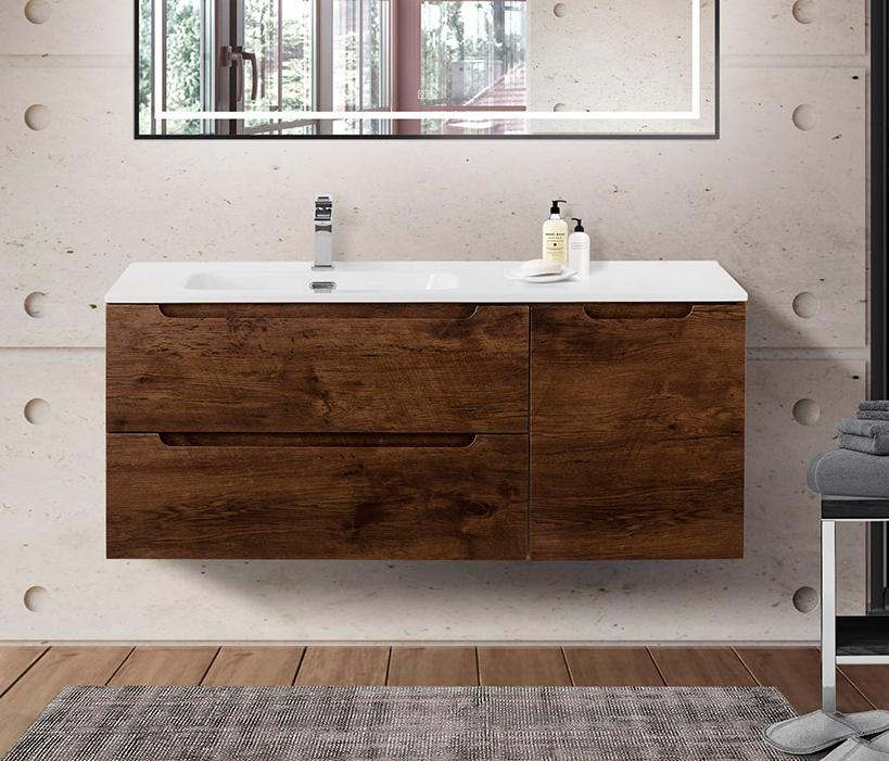 купить Подвесная тумба с раковиной BelBagno ETNA 120 Rovere Moro левая, ETNA-1200-2C-1A-SO-RW-L + BB1200ETL-L 