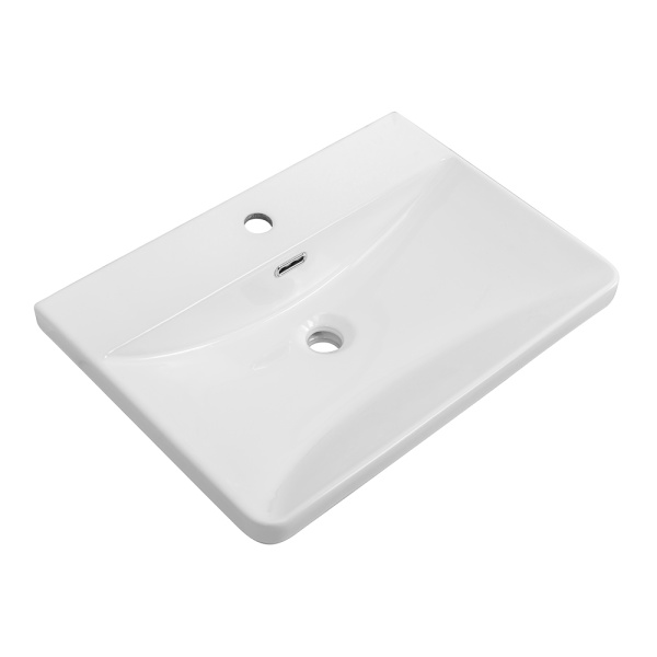 Подвесная тумба с раковиной Belbagno DUE 60 см., Bianco Lucido, DUE-600-2C-SO-BL-P + BB-8076-3-60