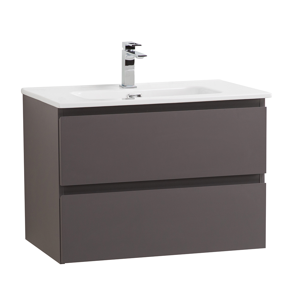 Тумба с раковиной подвесная BelBagno KRAFT-700-2C-SO-GSO Темно-Серый матовый, раковина белая BB700ETL