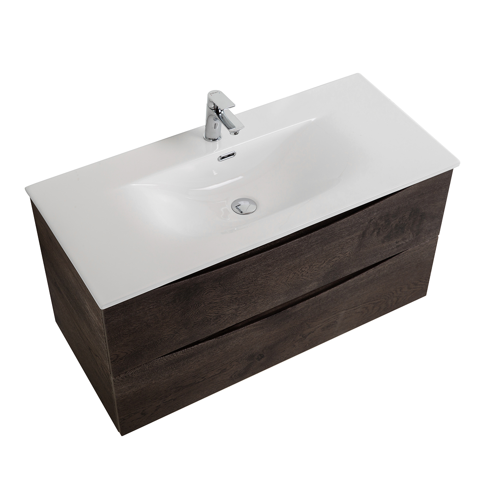 Тумба с раковиной подвесная BelBagno MARINO-CER-N-1000-2C-SO-RNG-P Rovere Nature Grigio, раковина белая BB-8099-100