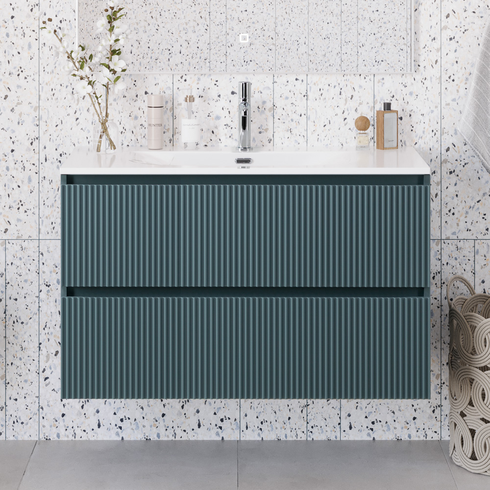 купить Тумба с раковиной подвесная BelBagno UNO-MINI-1000-2C-SO-AO Голубой матовый, раковина белая BB-8099-3-100 