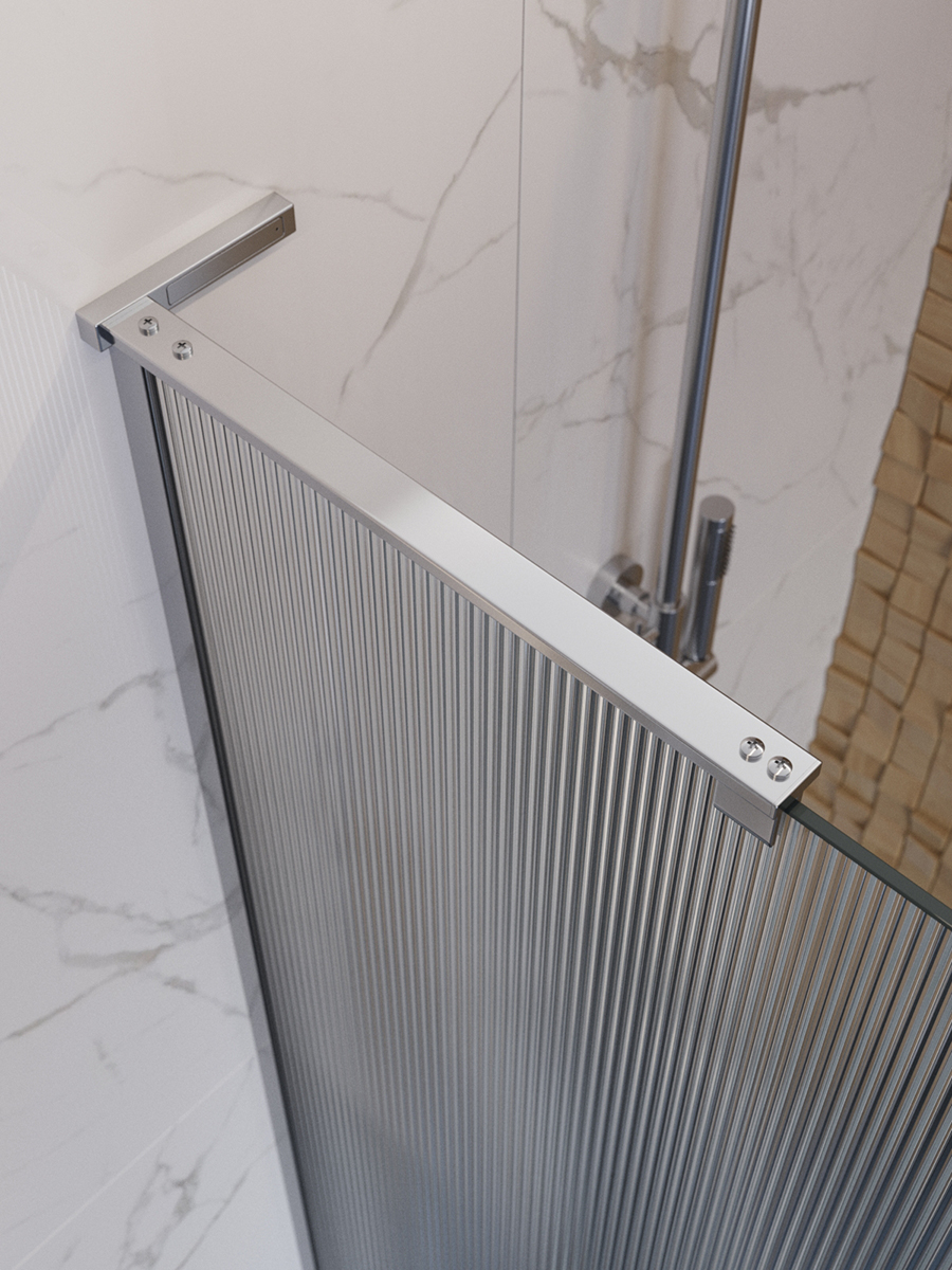 Душевая перегородка BelBagno UNO-L-1-TB-100-FL-Cr профиль хром, стекло  рифленое FLUTTO