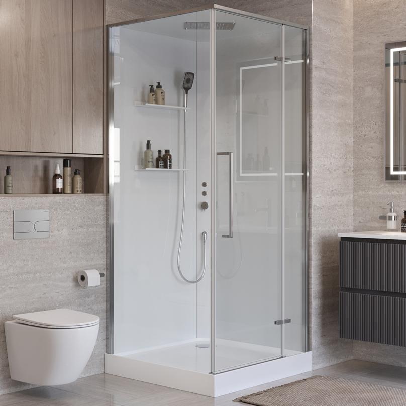 купить Душевая кабина BelBagno UNO-CAB-A-1-90-C-Cr-Bi-TOP-R, правосторонняя 