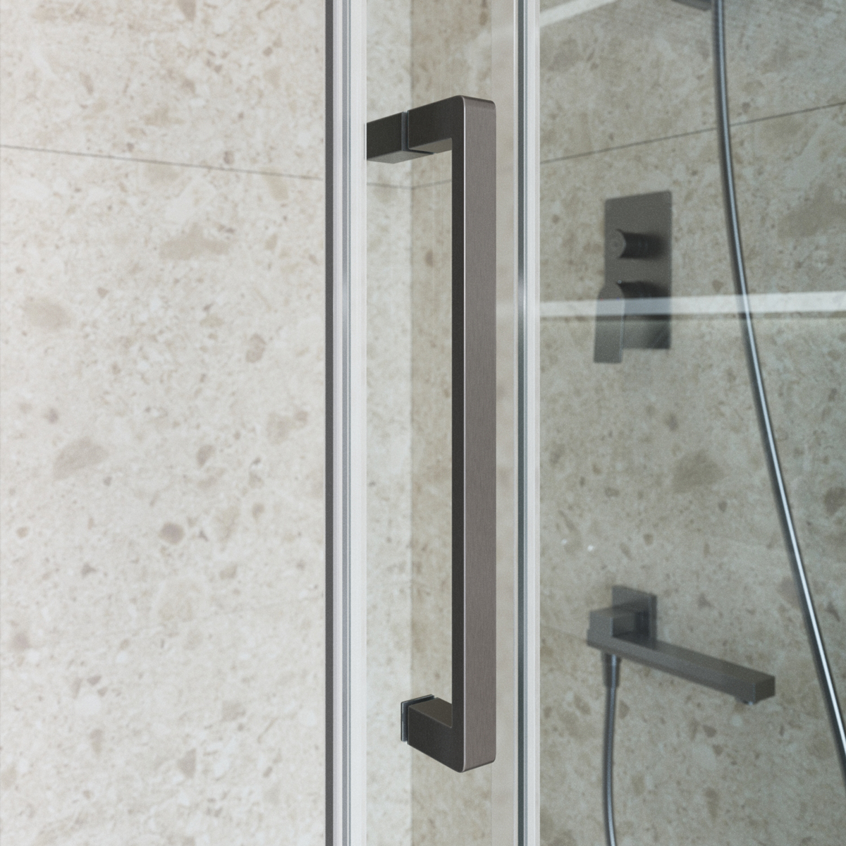 Душевой уголок BelBagno MARINO-2-AH-1-150/90-C-GM 150х90см профиль оружейная сталь, стекло прозрачное