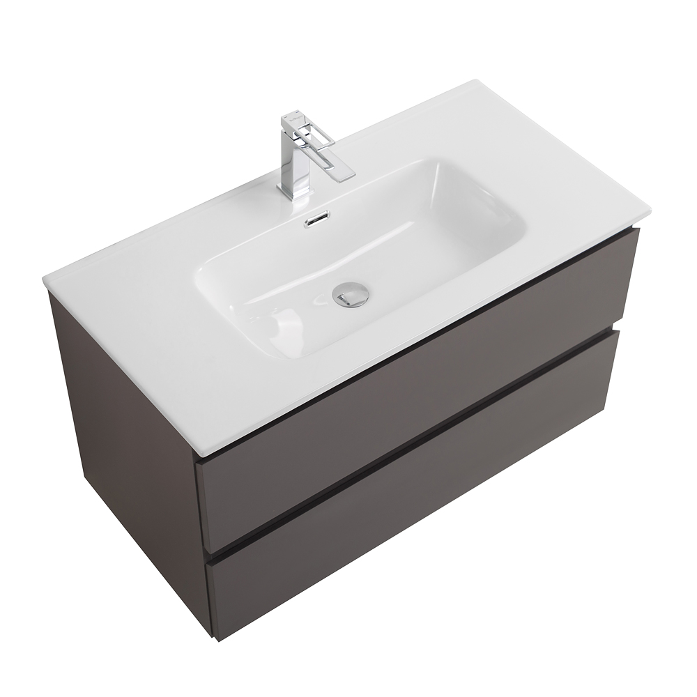 Тумба с раковиной подвесная BelBagno KRAFT-800-2C-SO-GSO Темно-Серый матовый, раковина белая BB800ETL