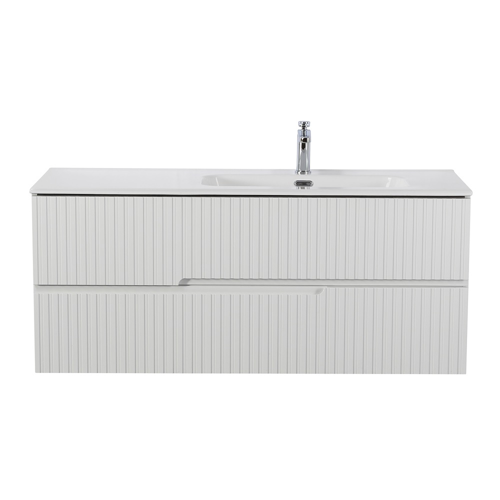 Тумба подвесная CEZARES DUET-N-1200-2C-SO-BL-R с раковиной CZR-8095-120-R правосторонняя, белый глянец