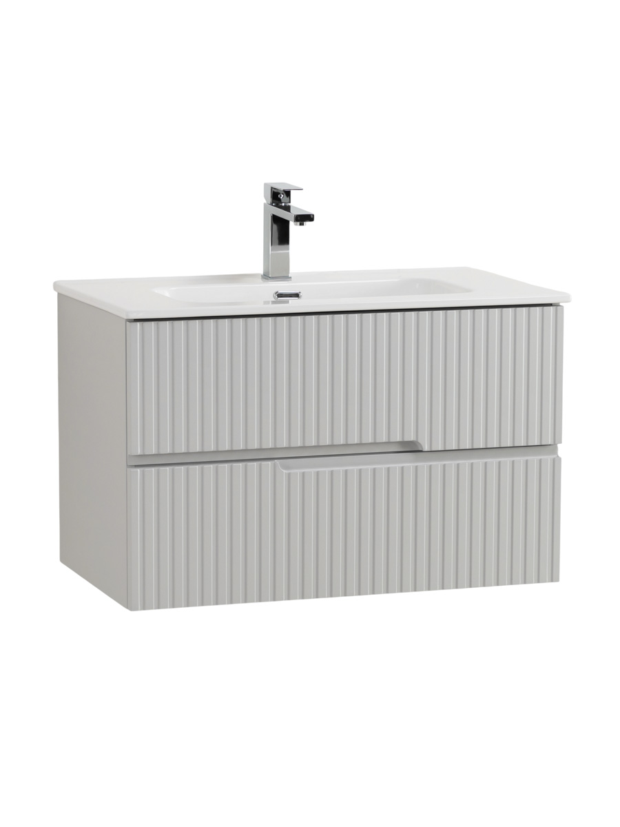 Тумба подвесная CEZARES DUET-N-800-2C-SO-GPR-P с раковиной CZR-8095-80, серый жемчужный