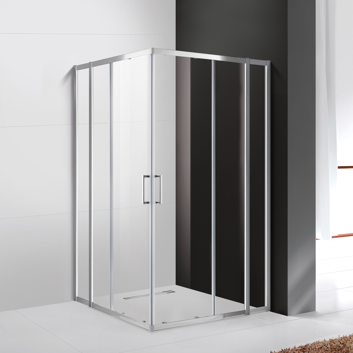 купить Душевой уголок Cezares MOLVENO-A-22-80+20-C-Cr-IV, 100х100х195, профиль хром, стекло прозрачное 
