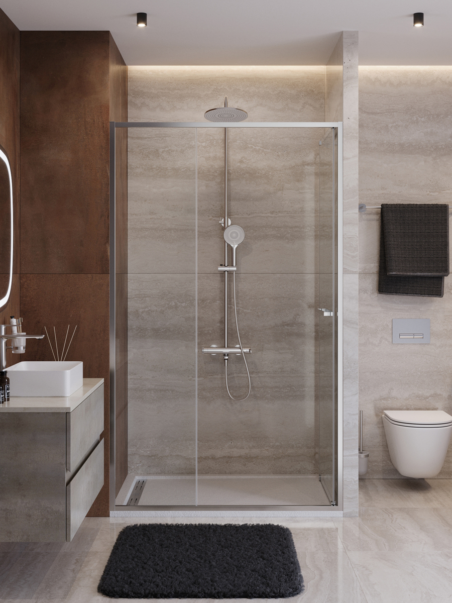 Душевая дверь Cezares LUX-B-FS-11-120-C-GM, 120х195, профиль оружейная сталь, стекло прозрачное