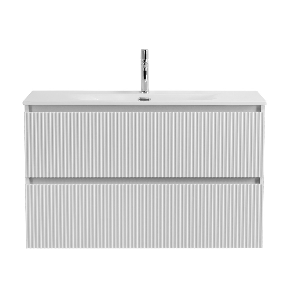 Тумба с раковиной подвесная BelBagno UNO-MINI-1000-2C-SO-BO Bianco Opaco, раковина белая BB-8099-3-100