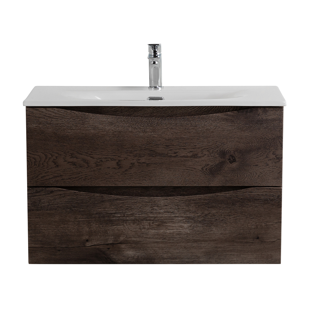 Тумба с раковиной подвесная BelBagno MARINO-CER-MINI-900-2C-SO-RNG-P Rovere Nature Grigio, раковина белая BB-8099-3-90