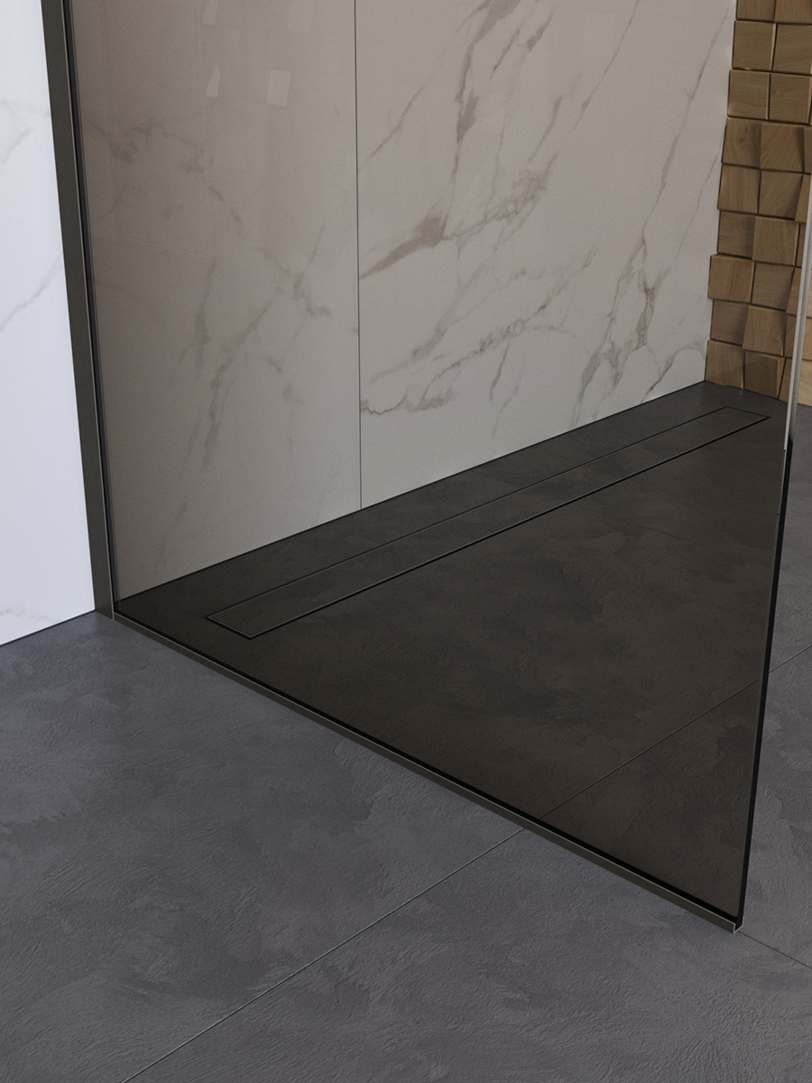 Душевая перегородка BelBagno UNO-L-1-TB-100-BR-GM профиль оружейная сталь, стекло бронза