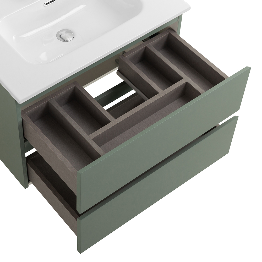 Тумба с раковиной подвесная BelBagno KRAFT-600-2C-SO-VO Еловый матовый, раковина белая BB600ETL