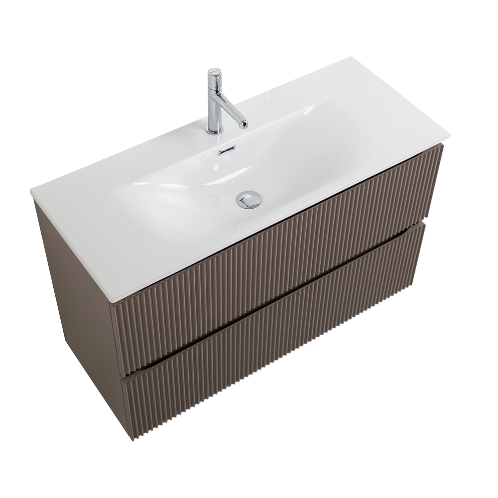 Тумба с раковиной подвесная BelBagno UNO-MINI-1000-2C-SO-СO Бежевый матовый, раковина белая BB-8099-3-100