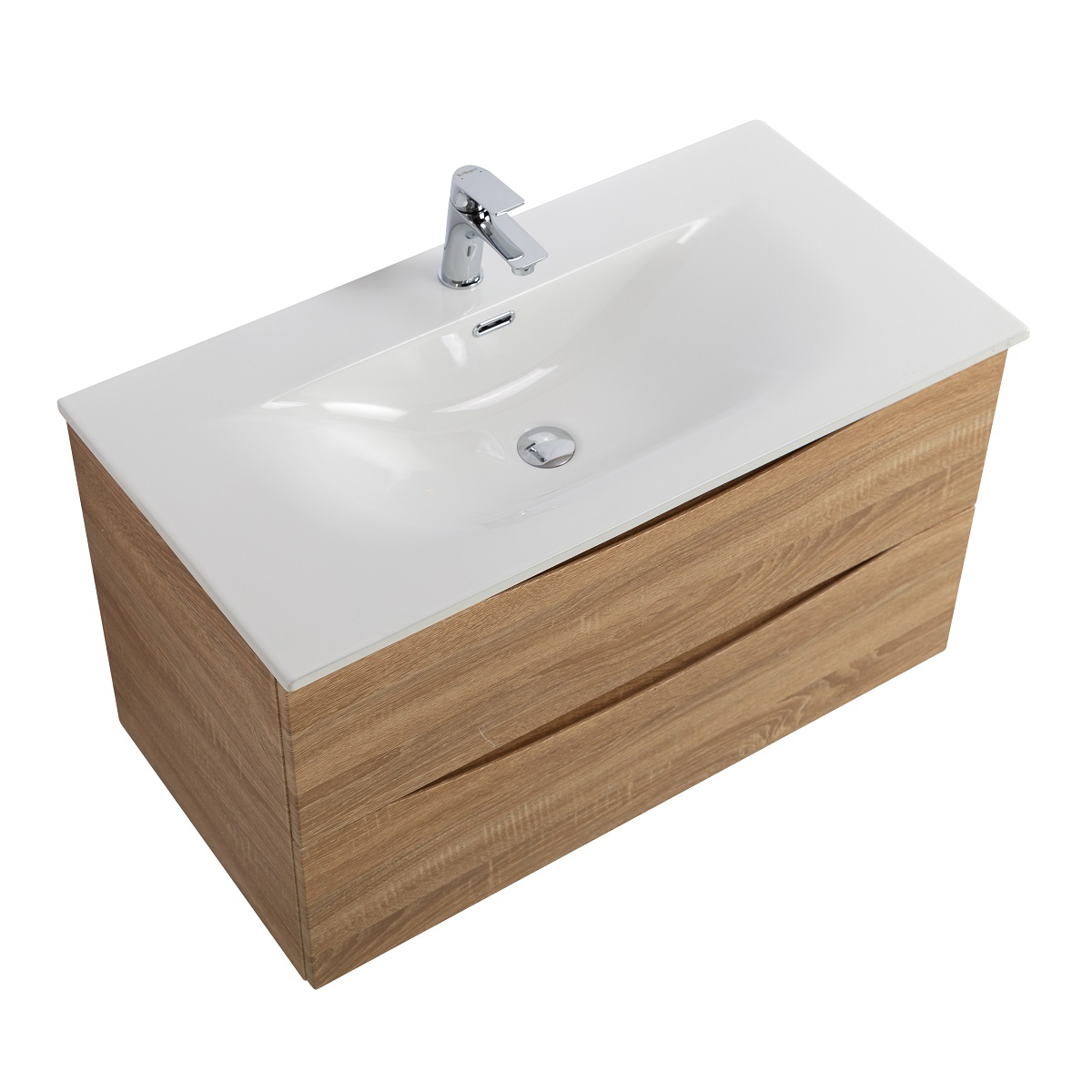Тумба с раковиной подвесная BelBagno MARINO-CER-MINI-1000-2C-SO-WO-P Rovere Bianco, раковина белая BB-8099-3-100