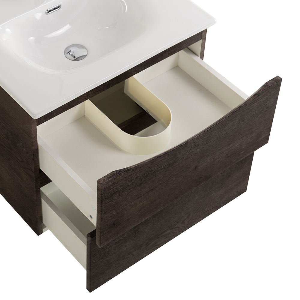 Тумба с раковиной подвесная BelBagno MARINO-CER-N-700-2C-SO-RNG-P Rovere Nature Grigio, раковина белая BB-8099-70