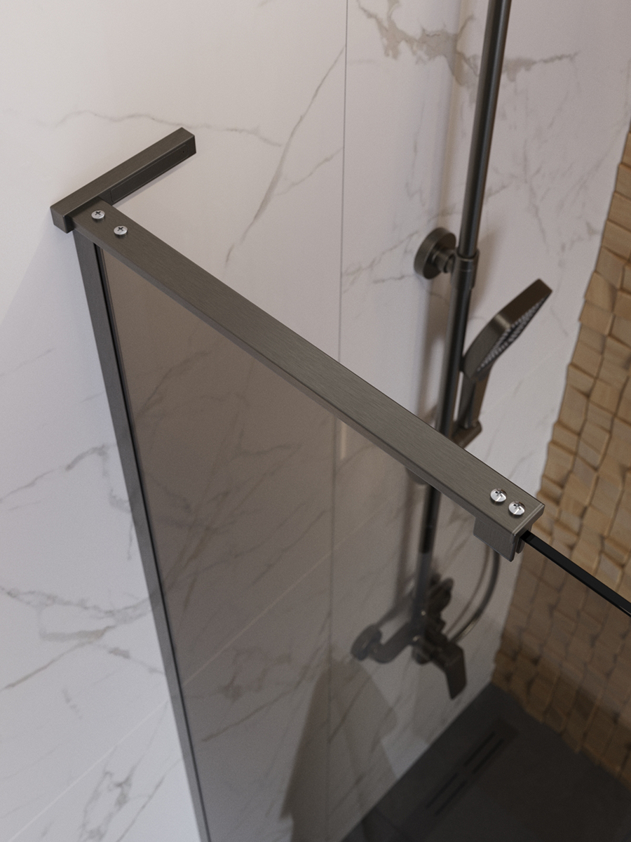 Душевая перегородка BelBagno UNO-L-1-TB-100-BR-GM профиль оружейная сталь, стекло бронза