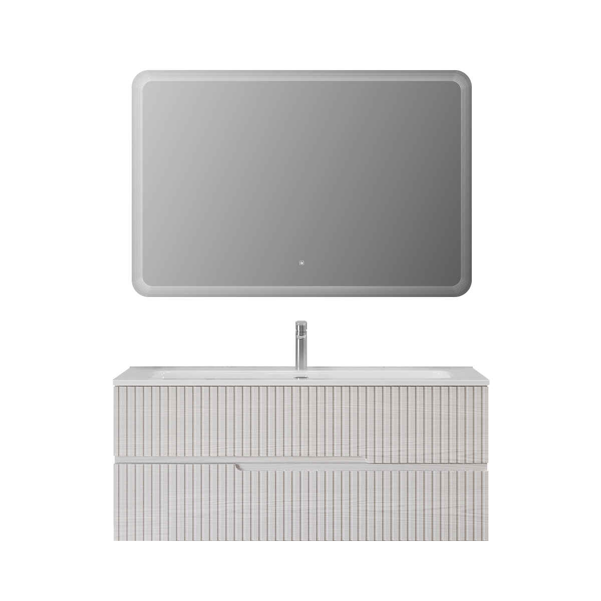 Тумба подвесная CEZARES DUET-N-1200-2C-SO-FBS-P с раковиной CZR-8073-120, ясень белый софт