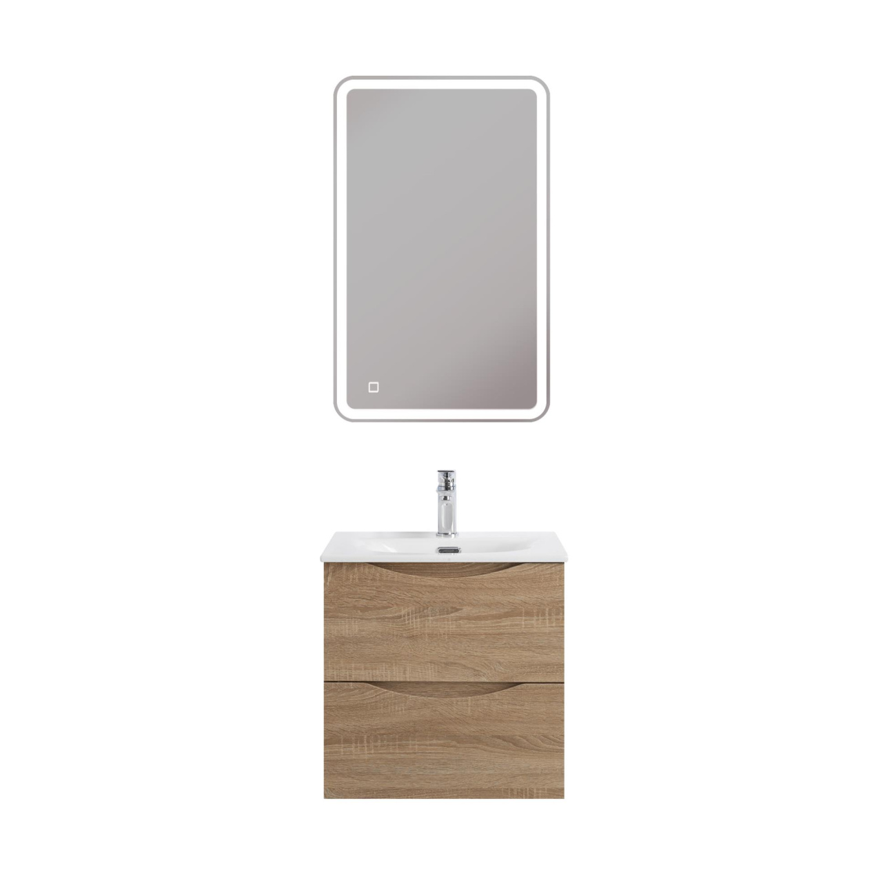 Тумба с раковиной подвесная BelBagno MARINO-CER-MINI-500-2C-SO-WO-P Rovere Bianco, раковина белая BB-8099-3-50