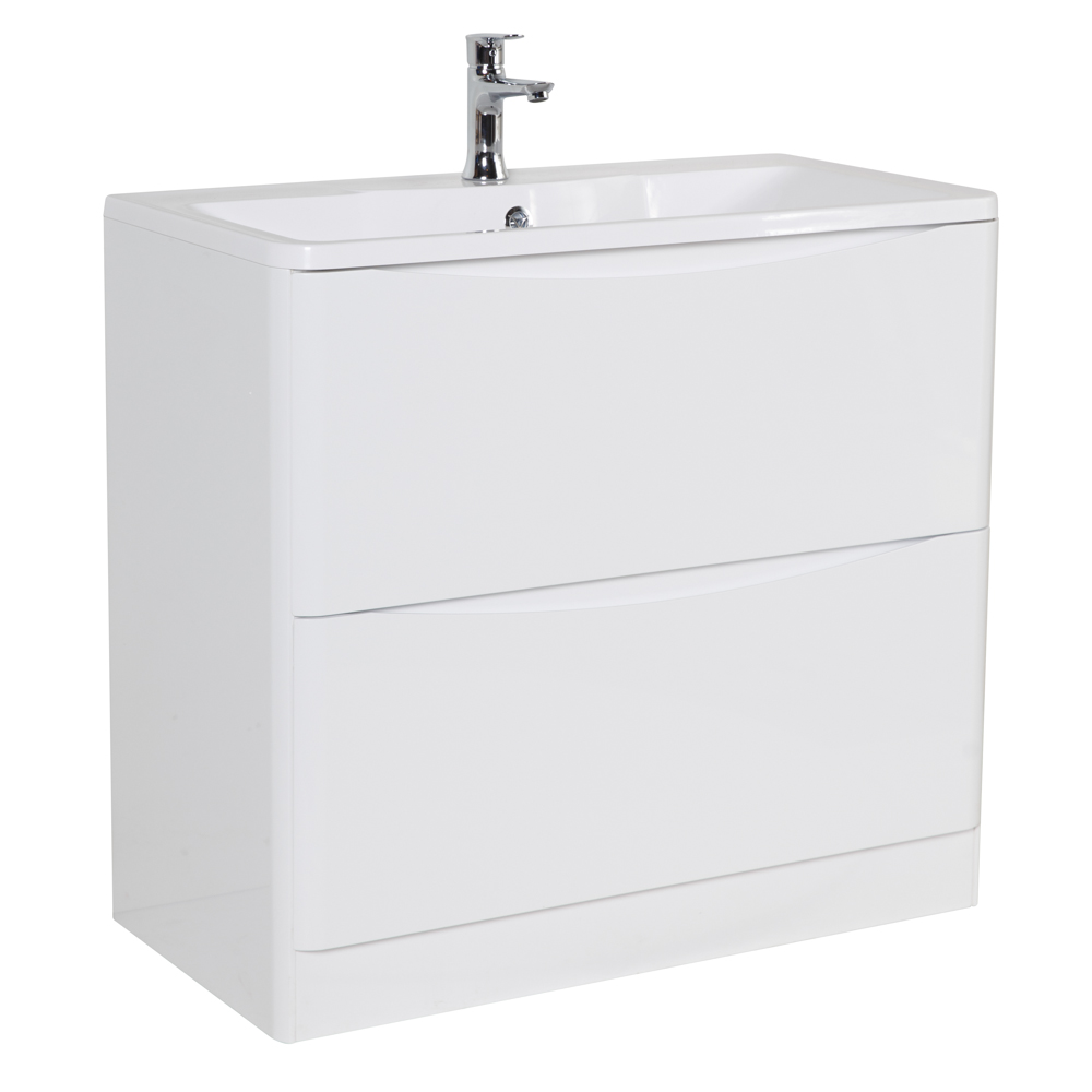 Мебель для ванной комнаты напольная BelBagno ACQUA-900-2C-PIA-BL 90см Bianco Lucido