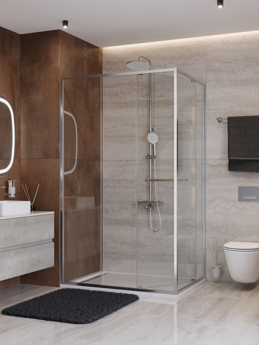 Душевой уголок Cezares LUX-AH-FS-11-110/90-C-CR, 110х90х195, профиль хром, стекло прозрачное